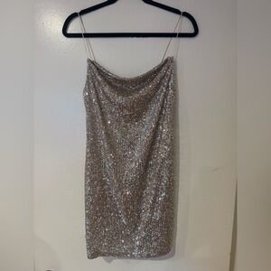 Topshop Champagne Mini Sequin Dress